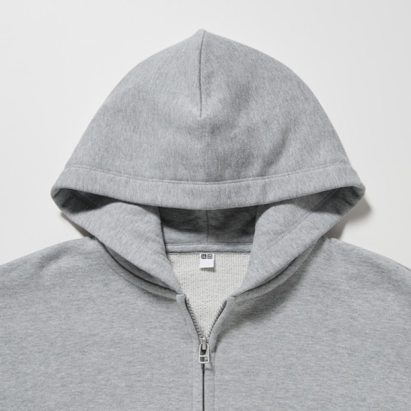 Uniqlo Sweat Full-Zip Long-Sleeve Ženske Majica s Kapuljačom Sive | 2431-AISZU