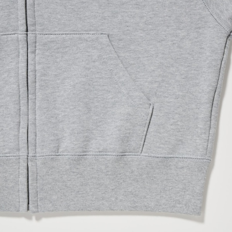 Uniqlo Sweat Full-Zip Long-Sleeve Ženske Majica s Kapuljačom Sive | 2431-AISZU