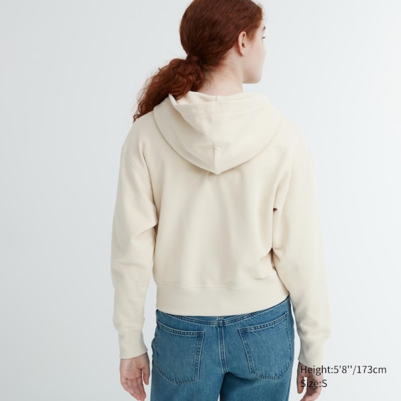 Uniqlo Sweat Full-Zip Long-Sleeve Ženske Majica s Kapuljačom Bijele | 1984-SANVC