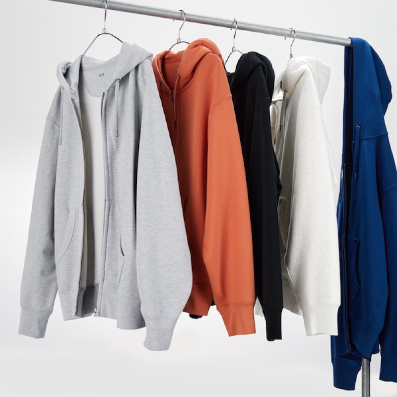 Uniqlo Sweat Full-Zip Muške Majica s Kapuljačom Crne | 8903-RWBQZ