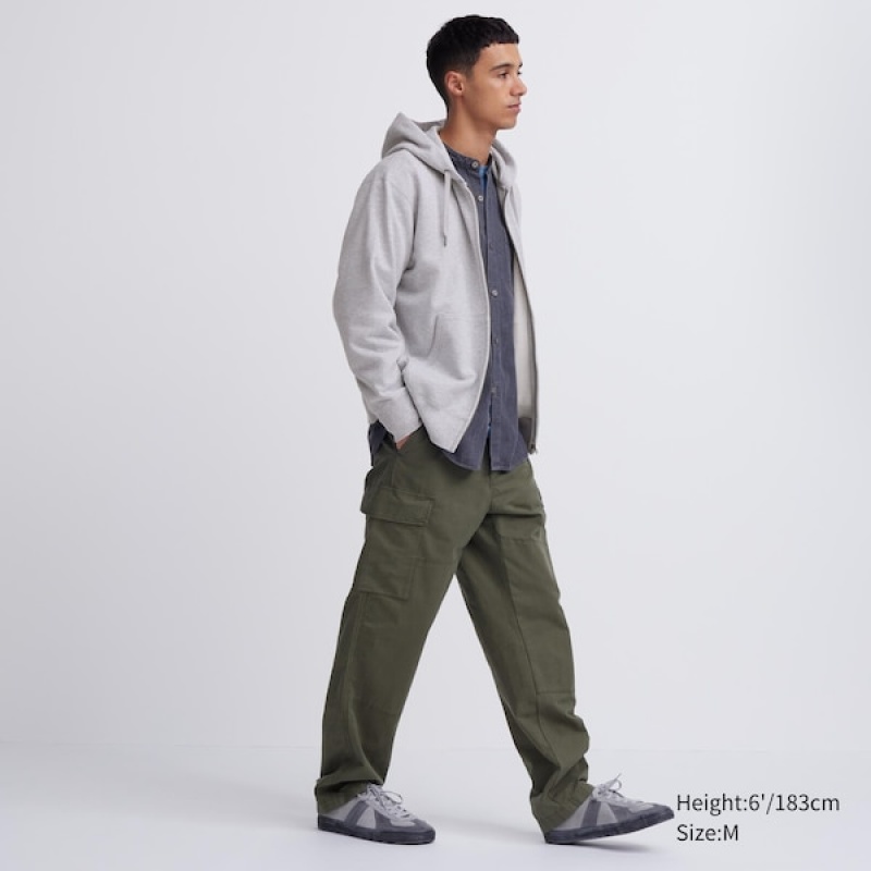 Uniqlo Sweat Long-Sleeve Full-Zip Muške Majica s Kapuljačom Sive | 9710-UFTNS