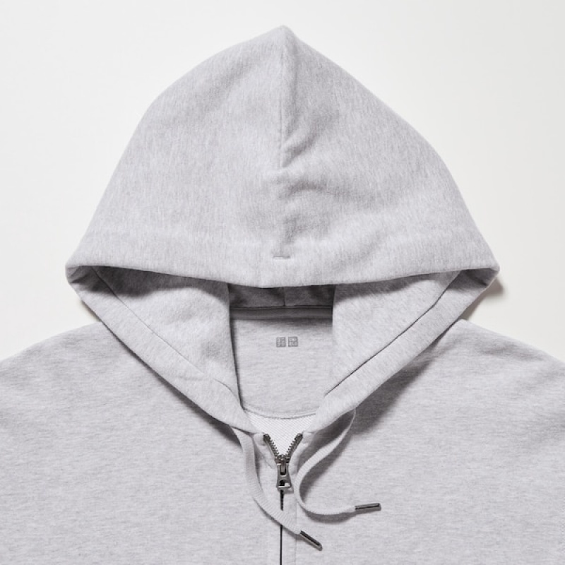 Uniqlo Sweat Long-Sleeve Full-Zip Muške Majica s Kapuljačom Sive | 9710-UFTNS
