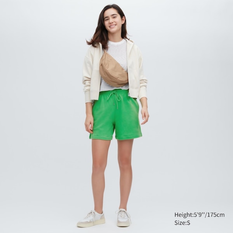 Uniqlo Sweat Ženske Kratke Hlače Zelene | 9546-VTAJQ
