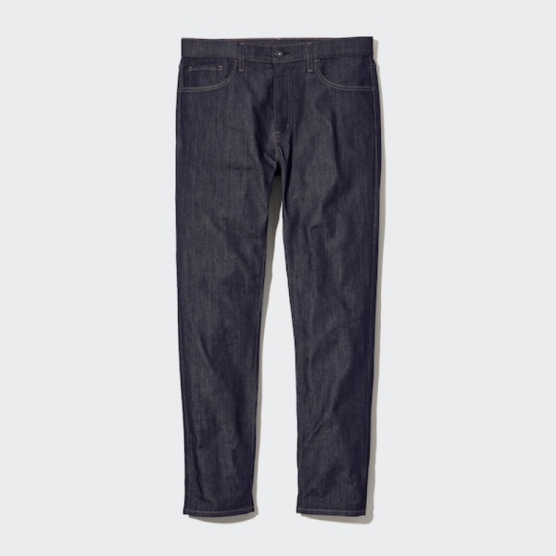 Uniqlo Tech Denim Mršav Fit Muške Traperice Crne | 8543-HNCYM