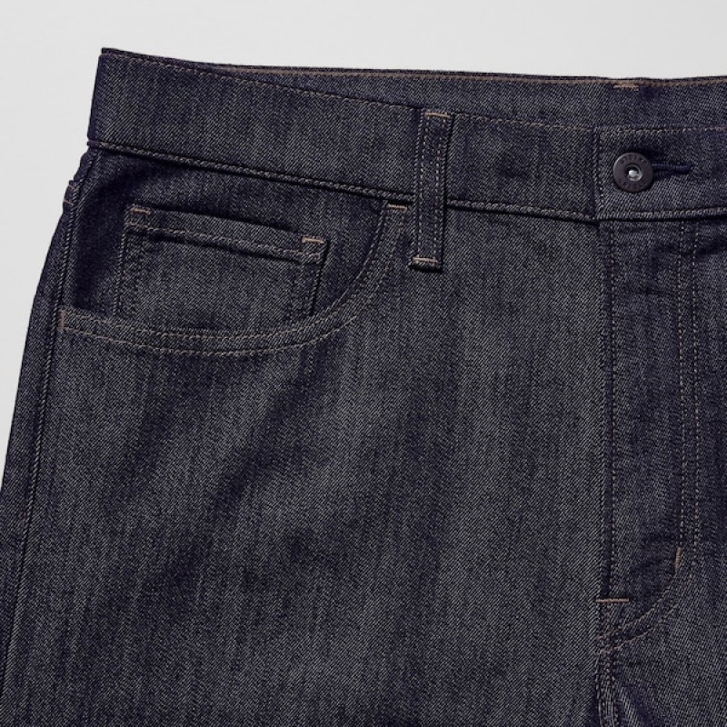 Uniqlo Tech Denim Mršav Fit Muške Traperice Crne | 8543-HNCYM