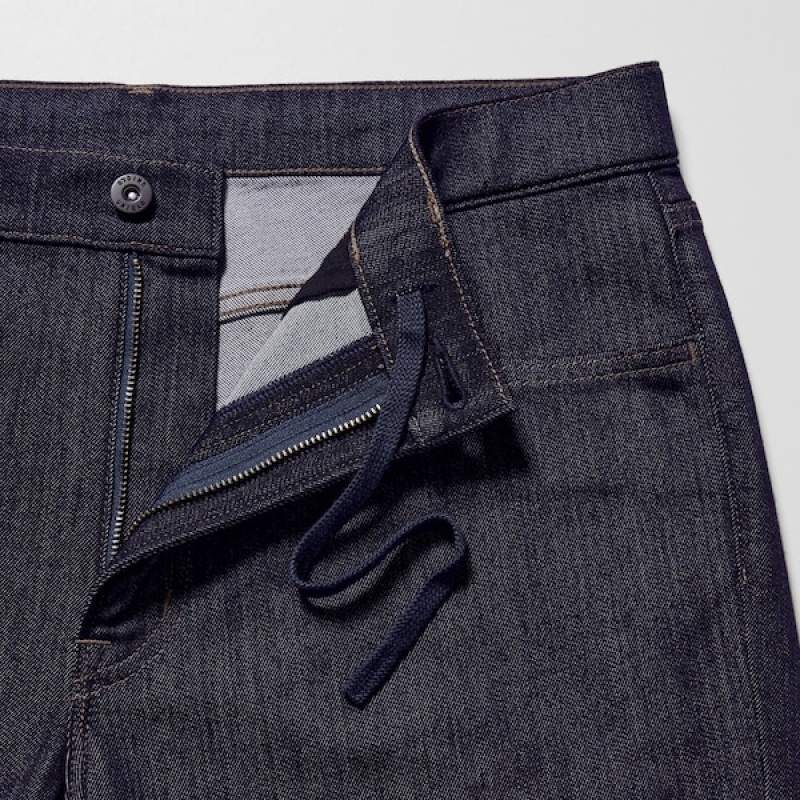 Uniqlo Tech Denim Mršav Fit Muške Traperice Crne | 8543-HNCYM
