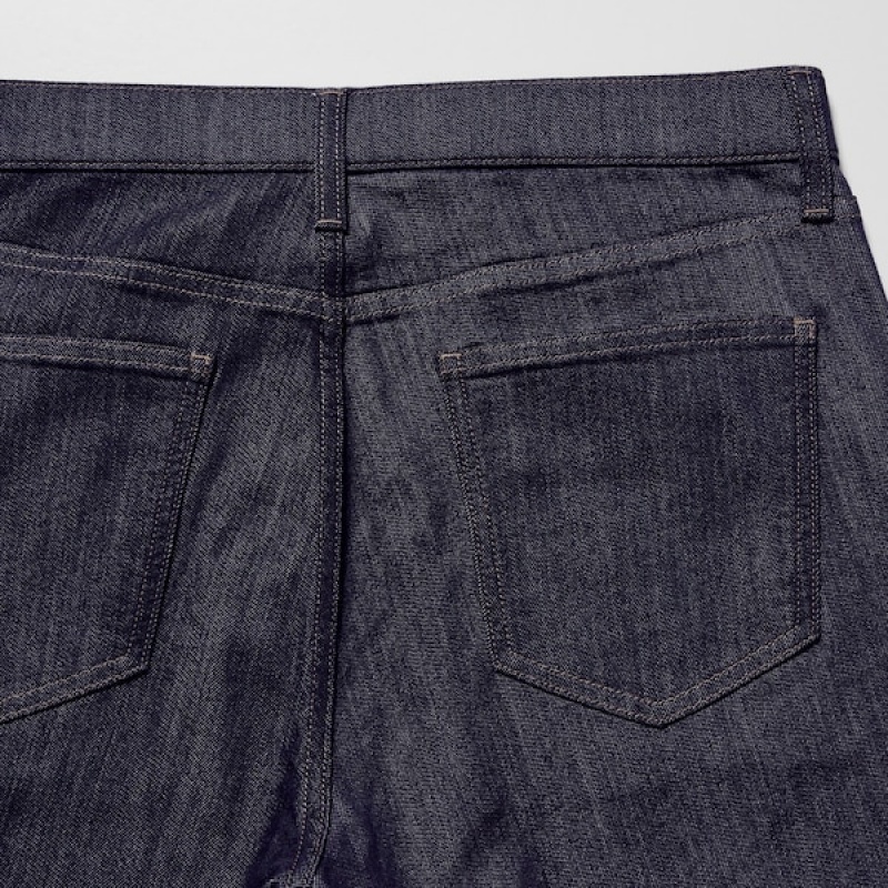 Uniqlo Tech Denim Mršav Fit Muške Traperice Crne | 8543-HNCYM