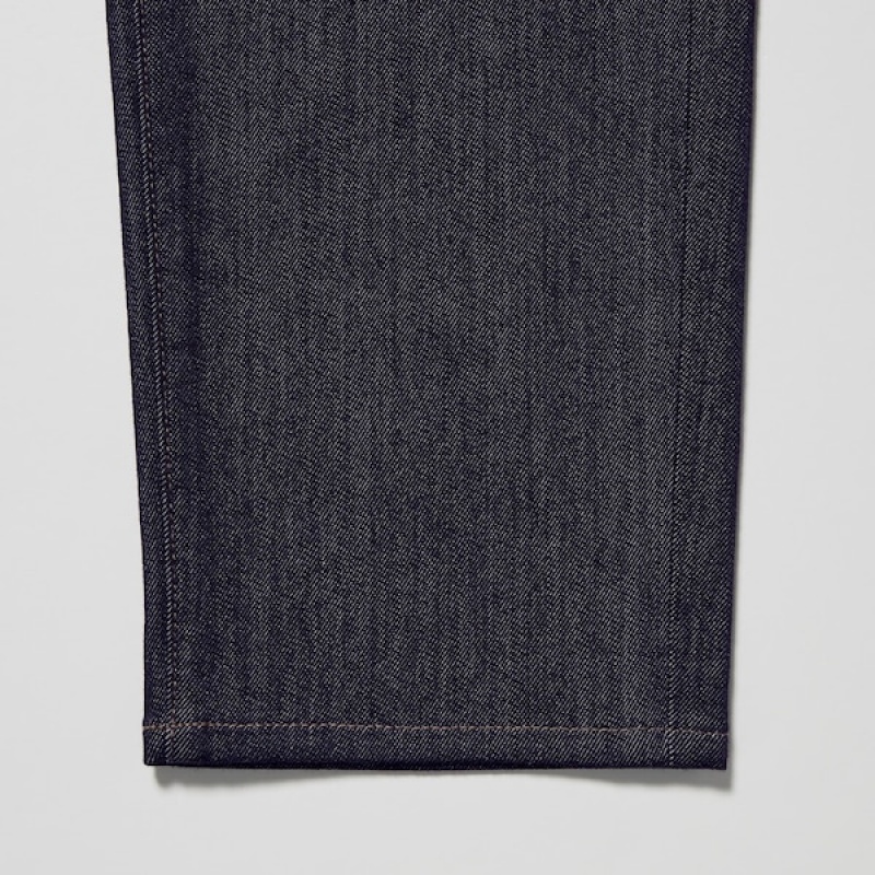 Uniqlo Tech Denim Mršav Fit Muške Traperice Crne | 8543-HNCYM