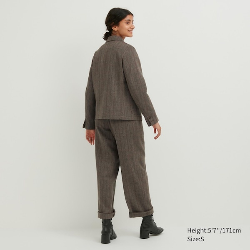Uniqlo Tweed Checked Ženske Kombinezoni Sive | 4563-XOZFQ