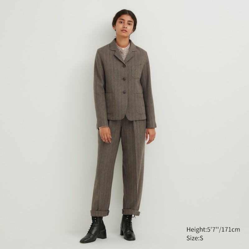 Uniqlo Tweed Checked Ženske Kombinezoni Sive | 4563-XOZFQ