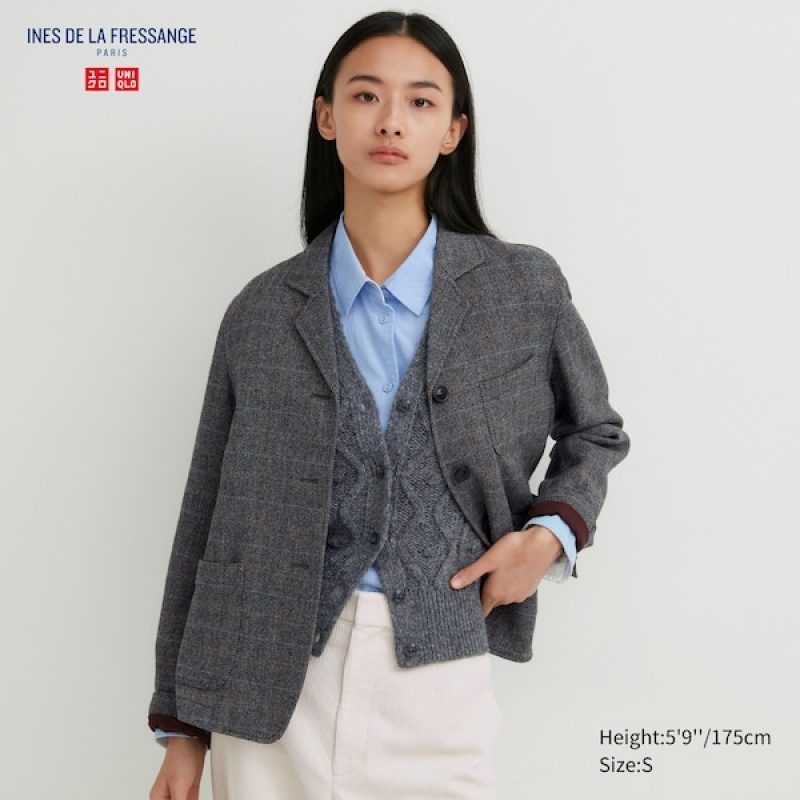 Uniqlo Tweed Checked Ženske Kombinezoni Tamno Sive | 9463-WJERQ