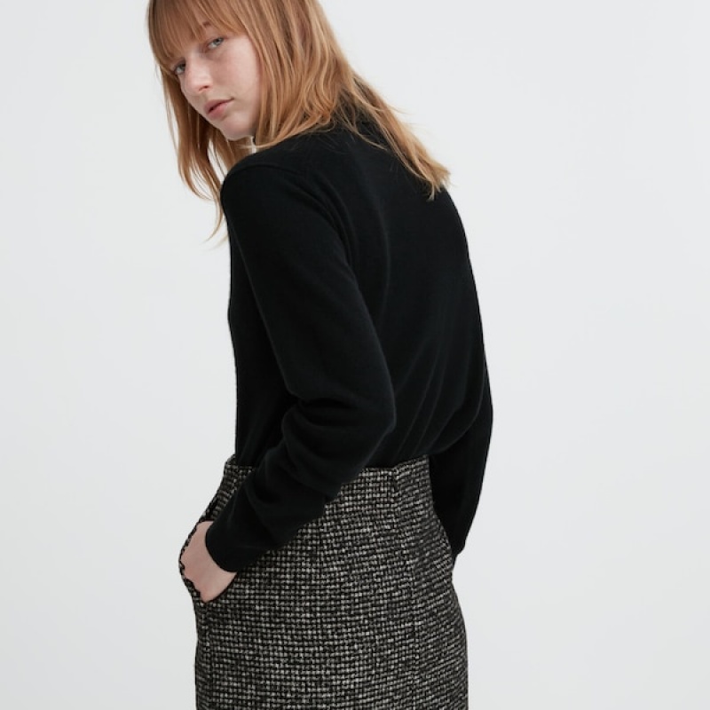 Uniqlo Tweed Mini Ženske Suknje Crne | 0916-HFVZD