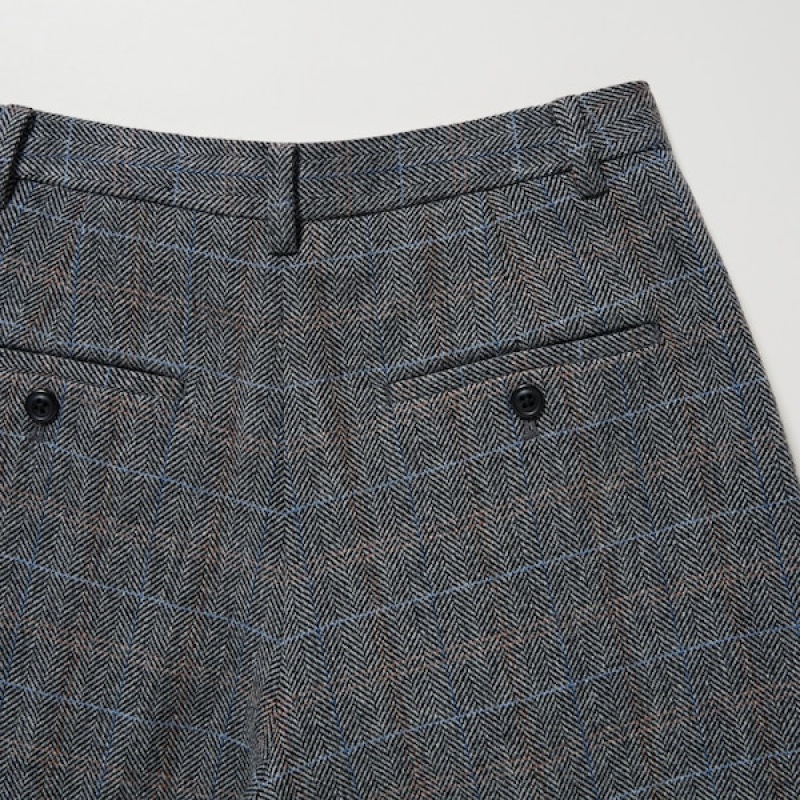 Uniqlo Tweed Wide-Fit Plisirana Ženske Hlače Tamno Sive | 1904-UXIFO