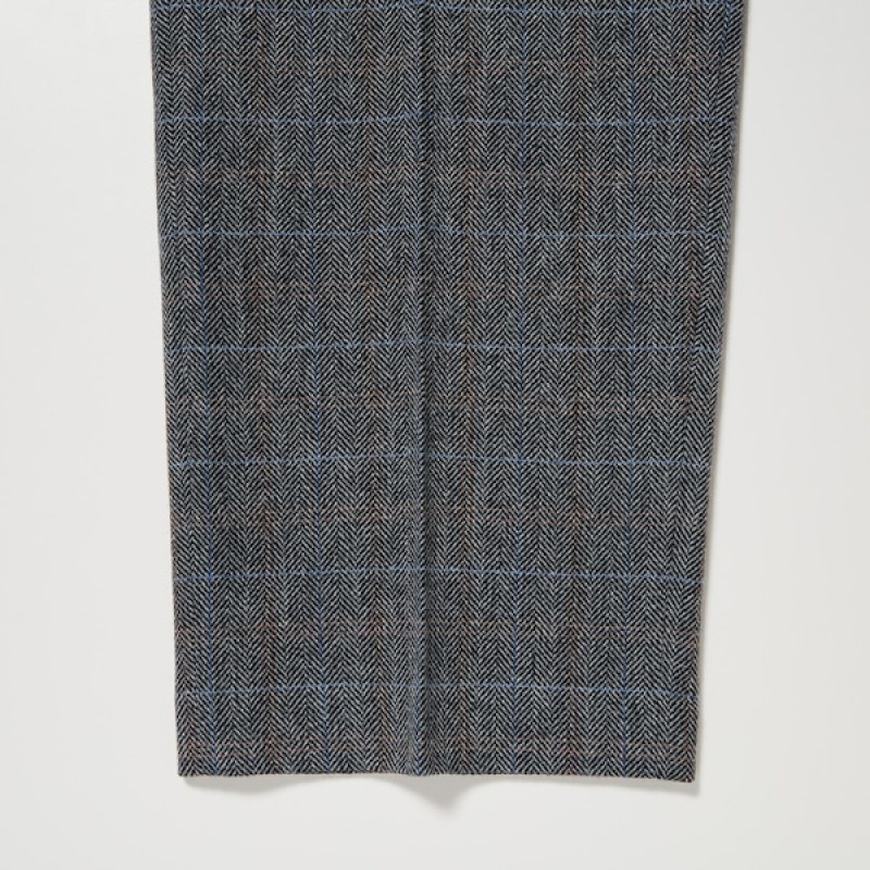 Uniqlo Tweed Wide-Fit Plisirana Ženske Hlače Tamno Sive | 1904-UXIFO
