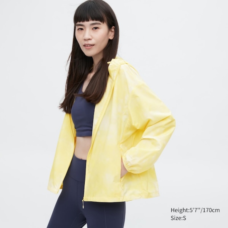 Uniqlo UV Protection Printed Pocketable Ženske Parka Žute | 5406-FJIUA