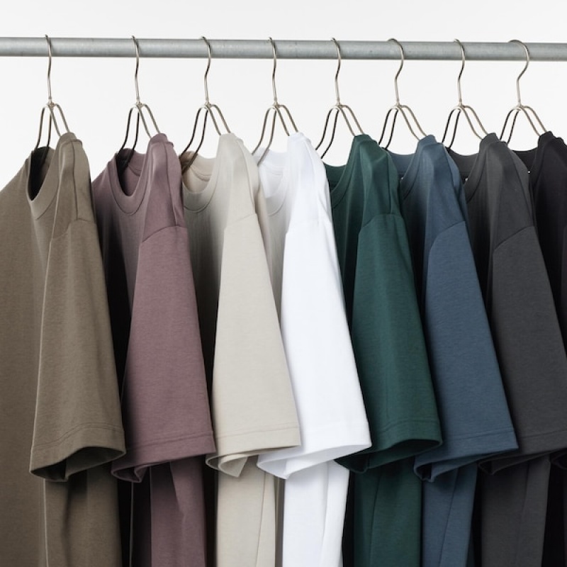 Uniqlo U AIRism Cotton Oversized Crew Neck Half-Sleeve Ženske Majice Svijetlo Sive | 5307-HZPIO