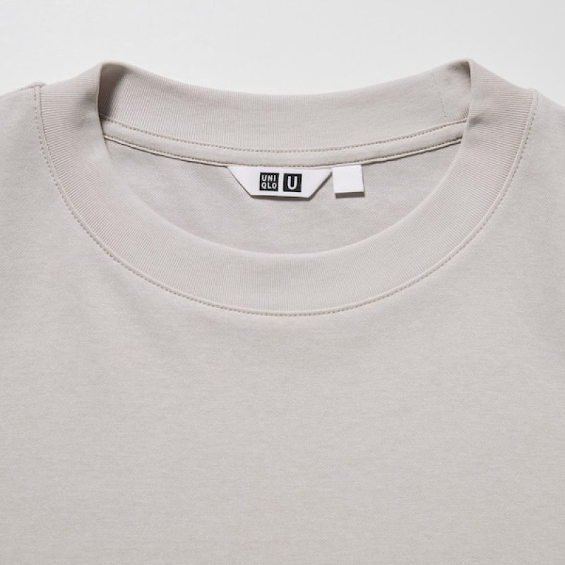 Uniqlo U AIRism Cotton Oversized Crew Neck Half-Sleeve Ženske Majice Svijetlo Sive | 5307-HZPIO