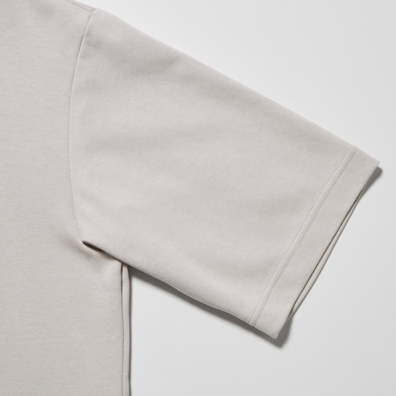 Uniqlo U AIRism Cotton Oversized Crew Neck Half-Sleeve Ženske Majice Svijetlo Sive | 5307-HZPIO
