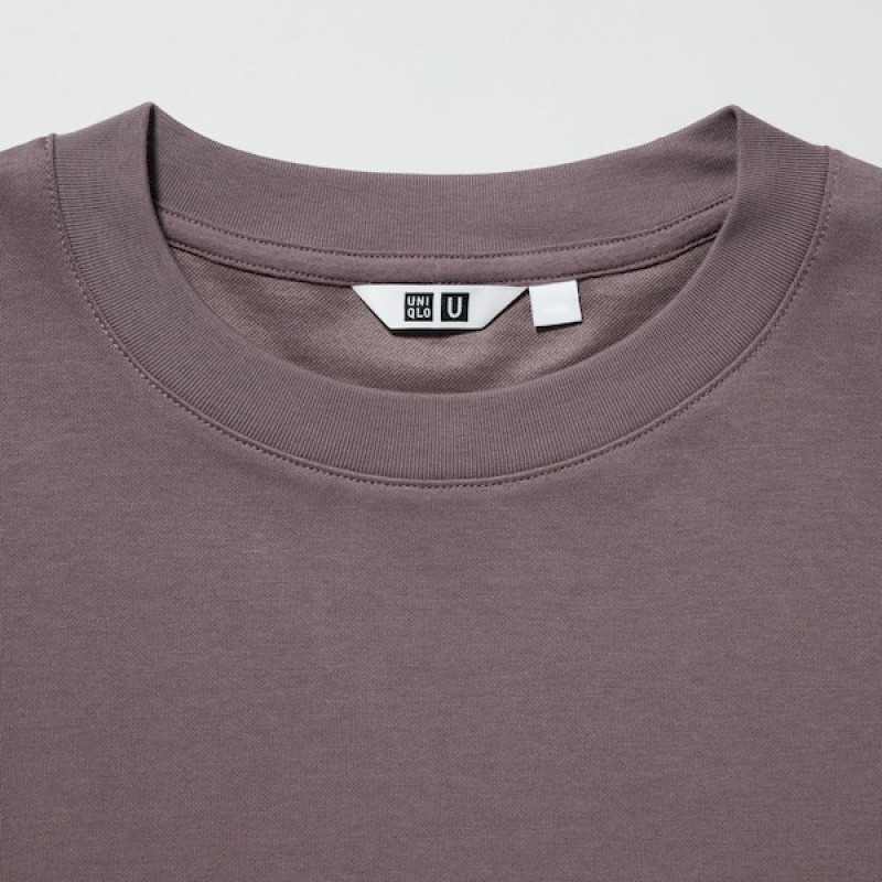 Uniqlo U AIRism Cotton Oversized Crew Neck Half-Sleeve Muške Majice Roze | 5827-FTQHC