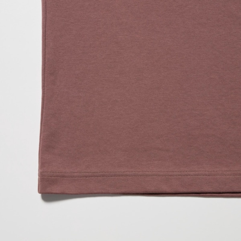 Uniqlo U AIRism Cotton Oversized Crew Neck Half-Sleeve Ženske Majice Smeđe | 3721-BATKY