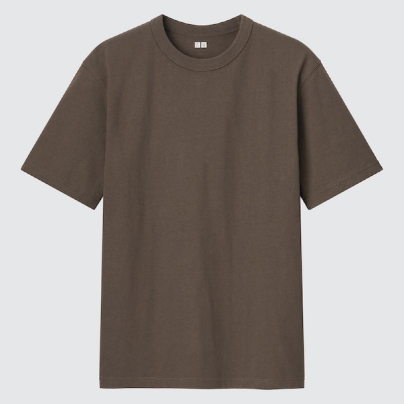 Uniqlo U Crew Neck Short-Sleeve Muške Majice Smeđe | 4961-IUDPR