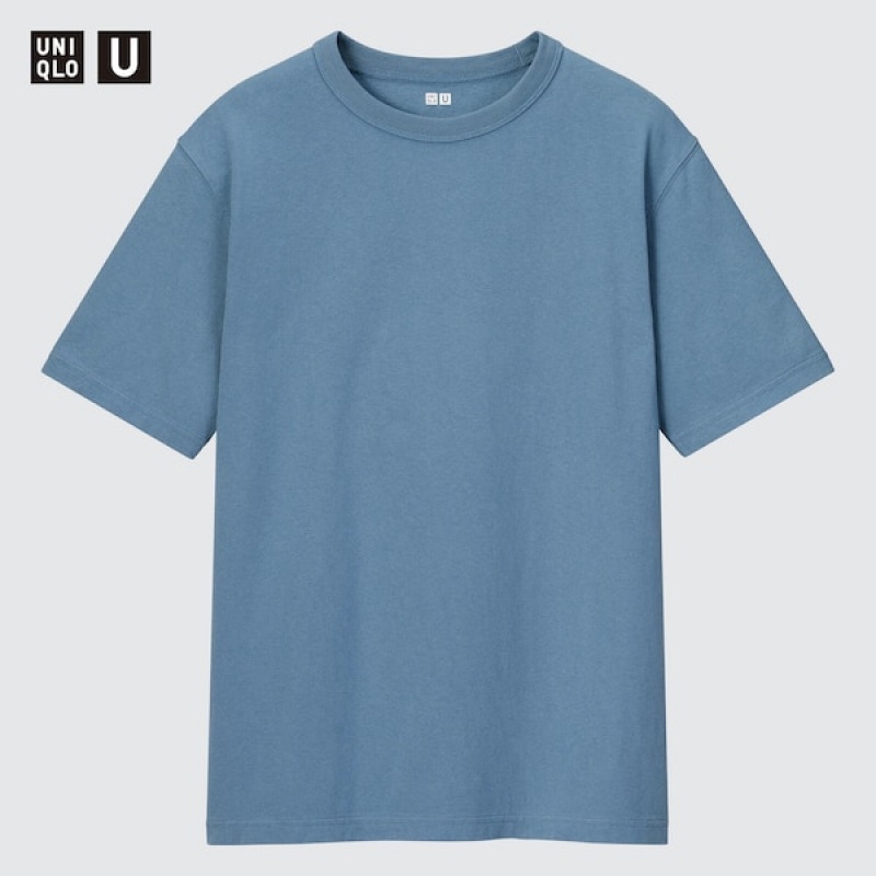 Uniqlo U Crew Neck Short-Sleeve Muške Majice Plave | 5312-TFZEI