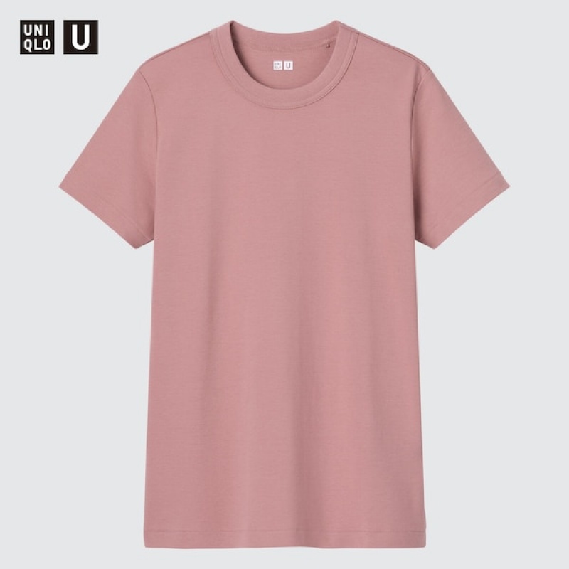 Uniqlo U Crew Neck Short-Sleeve Ženske Majice Roze | 8150-BMRHN
