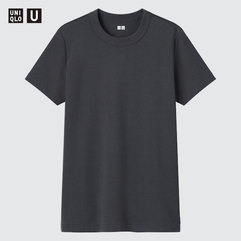Uniqlo U Crew Neck Short-Sleeve Ženske Majice Tamno Sive | 2358-CNVEO