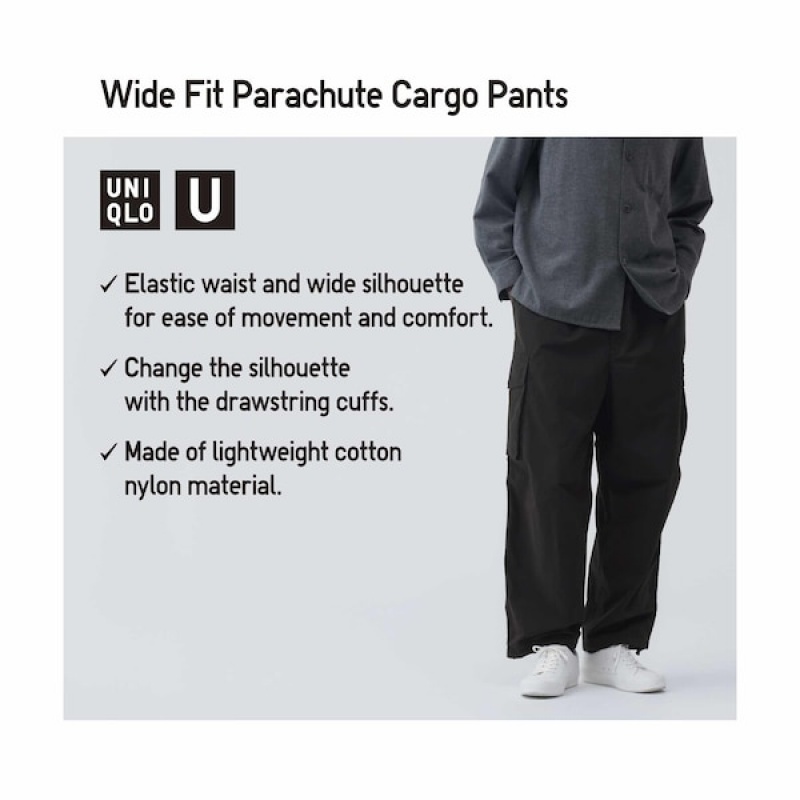Uniqlo U Wide-Fit Parachute Cargo Muške Hlače Kaki Boja | 2714-EVBOR