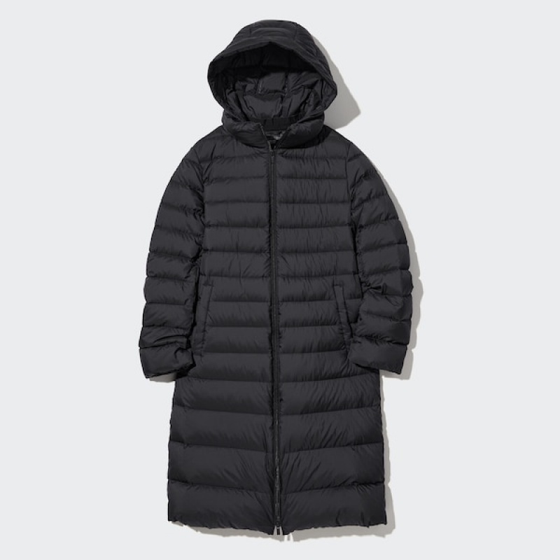 Uniqlo Ultra Light Down Long Ženske Kaputi Crne | 1907-TIQRX