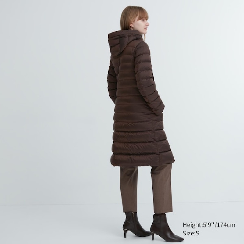 Uniqlo Ultra Light Down Long Ženske Kaputi Tamno Smeđe | 0694-ACVPR