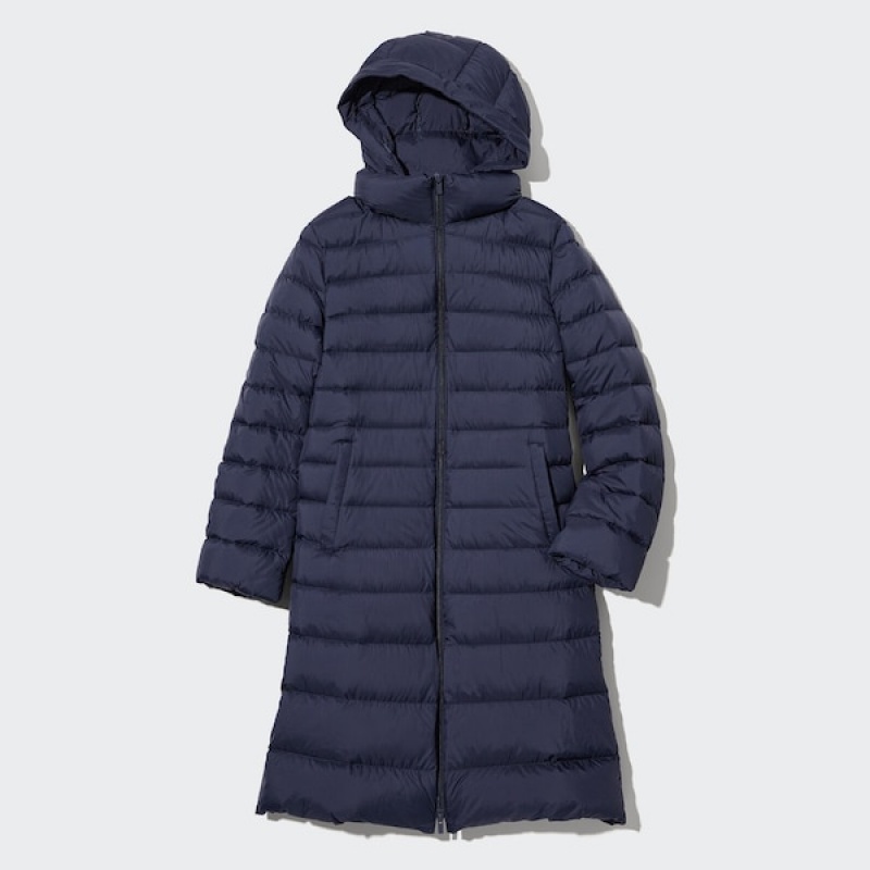 Uniqlo Ultra Light Down Long Ženske Kaputi Tamnoplave | 6291-WJQOV
