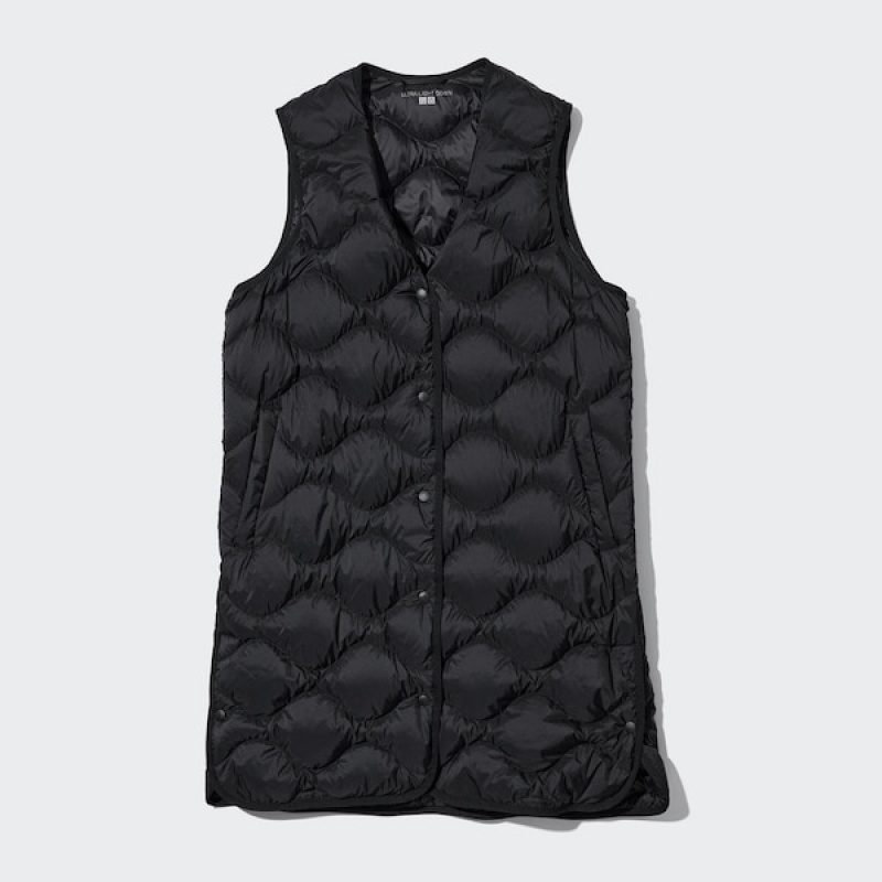 Uniqlo Ultra Light Down Long Ženske Prsluk Crne | 1067-PSKNA