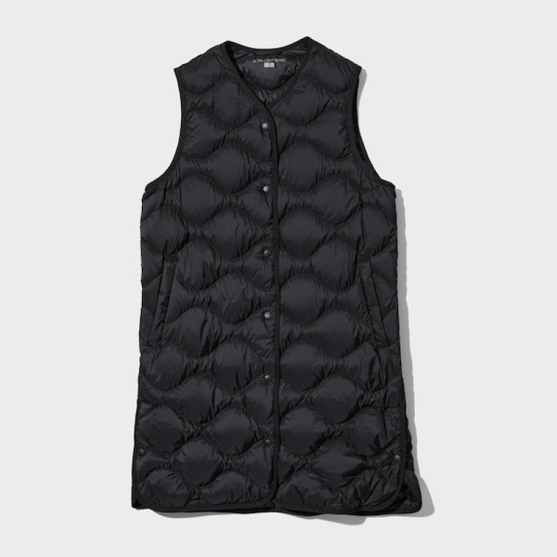 Uniqlo Ultra Light Down Long Ženske Prsluk Crne | 1067-PSKNA
