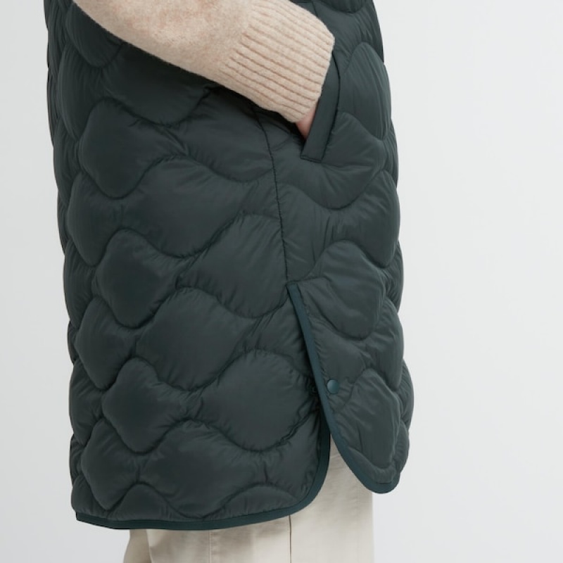 Uniqlo Ultra Light Down Long Ženske Prsluk Tamno Zelene | 5023-PJXHL