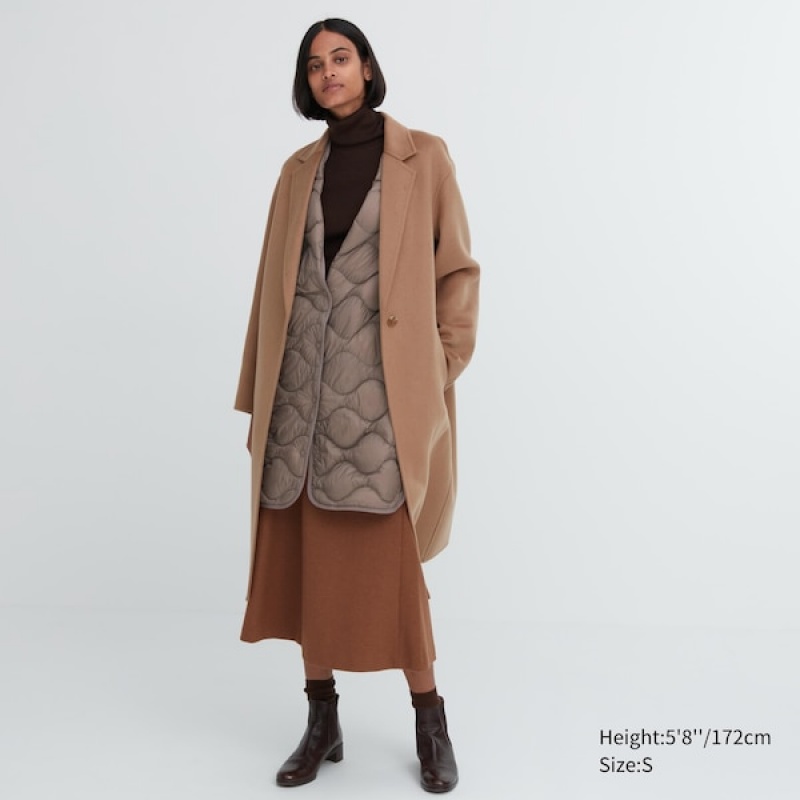 Uniqlo Ultra Light Down Long Ženske Prsluk Smeđe | 0892-YIXFL