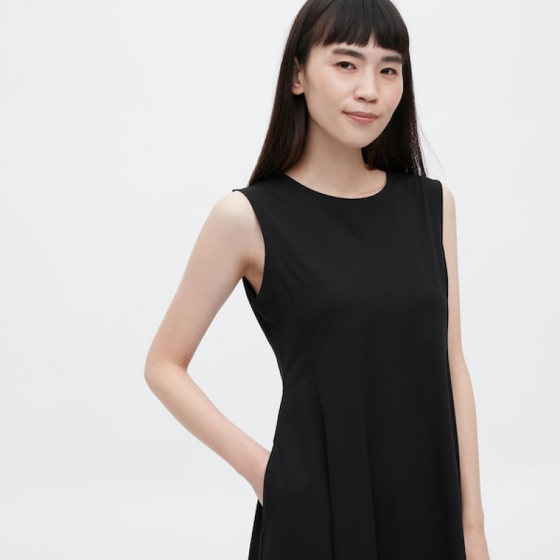 Uniqlo Ultra Stretch AIRism Sleeveless Ženske Haljina Crne | 6402-CZLMK