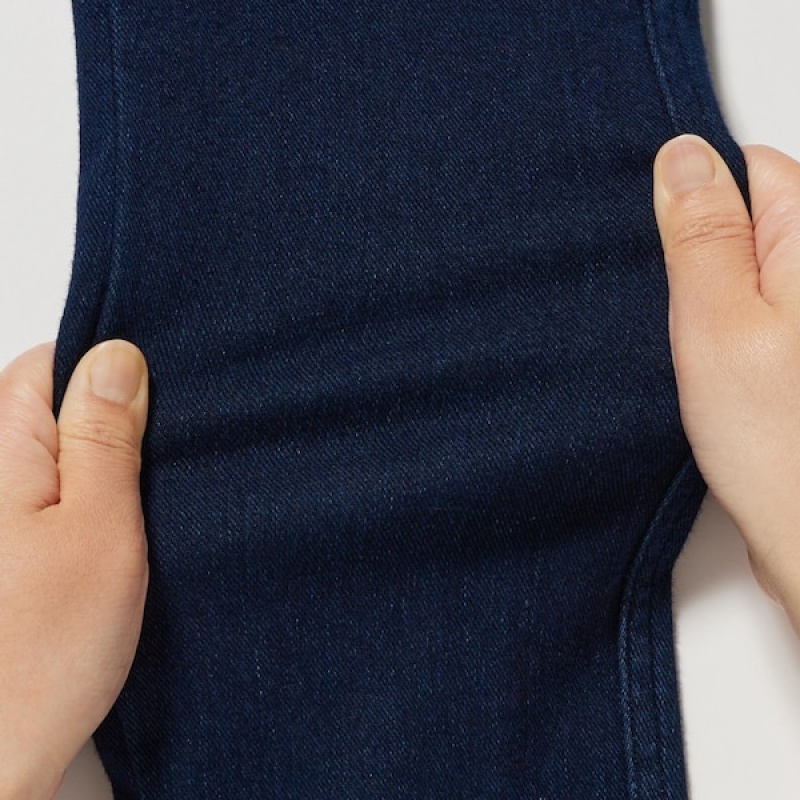 Uniqlo Ultra Stretch Denim Cropped Leggings Ženske Hlače Tamnoplave | 9731-QCAMU
