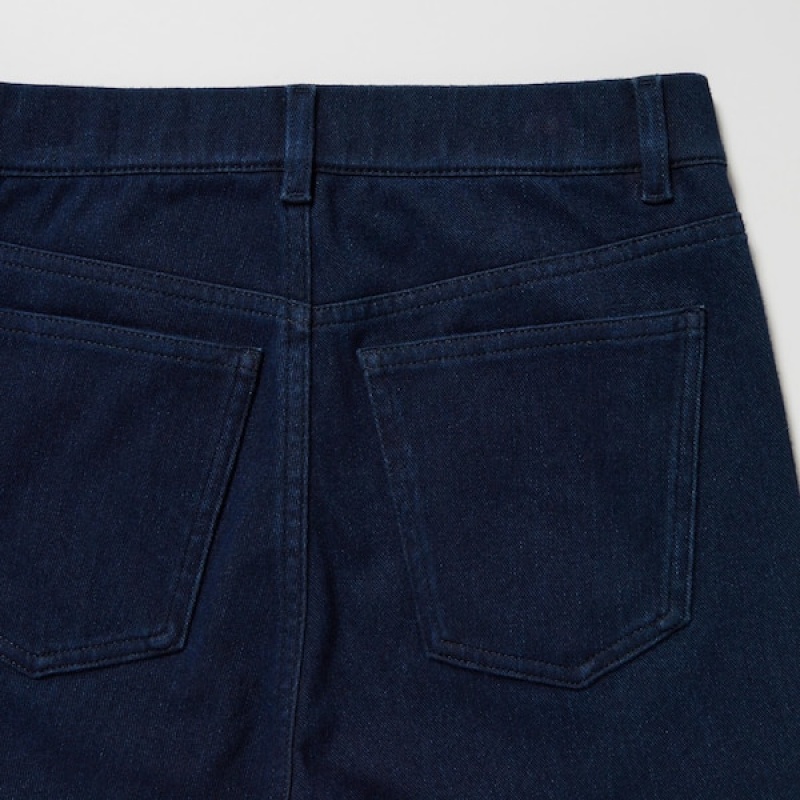 Uniqlo Ultra Stretch Denim Cropped Leggings Ženske Hlače Tamnoplave | 9731-QCAMU