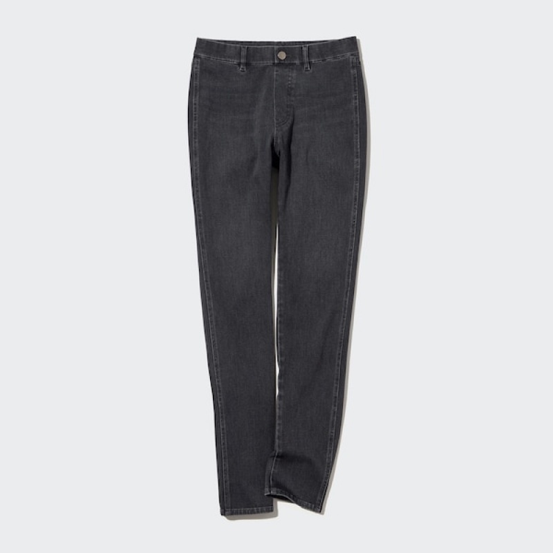 Uniqlo Ultra Stretch Denim Leggings Ženske Hlače Tamno Sive | 2348-BTNFQ