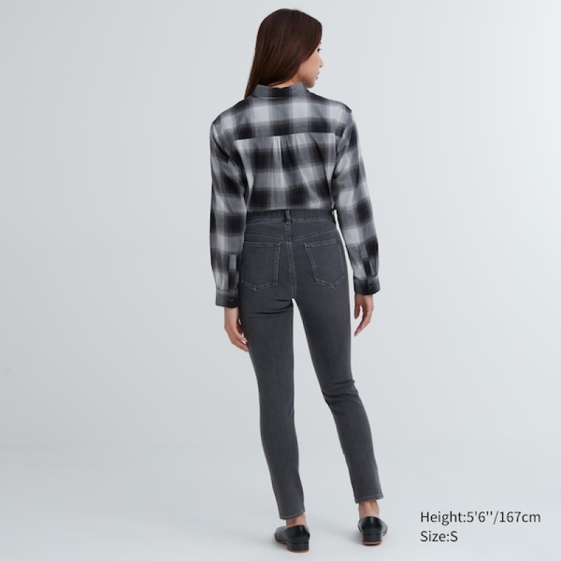 Uniqlo Ultra Stretch Denim Leggings Ženske Hlače Tamnoplave | 5972-SBZCJ