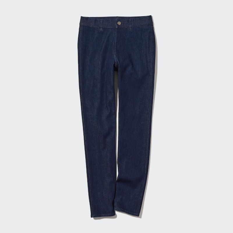 Uniqlo Ultra Stretch Denim Leggings Ženske Hlače Tamnoplave | 5972-SBZCJ