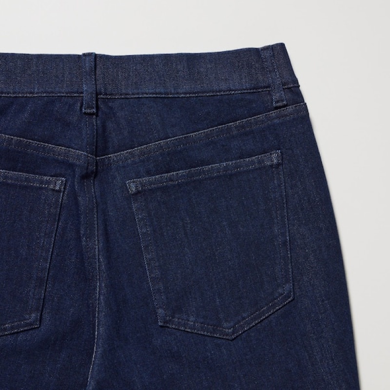 Uniqlo Ultra Stretch Denim Leggings Ženske Hlače Tamnoplave | 5972-SBZCJ