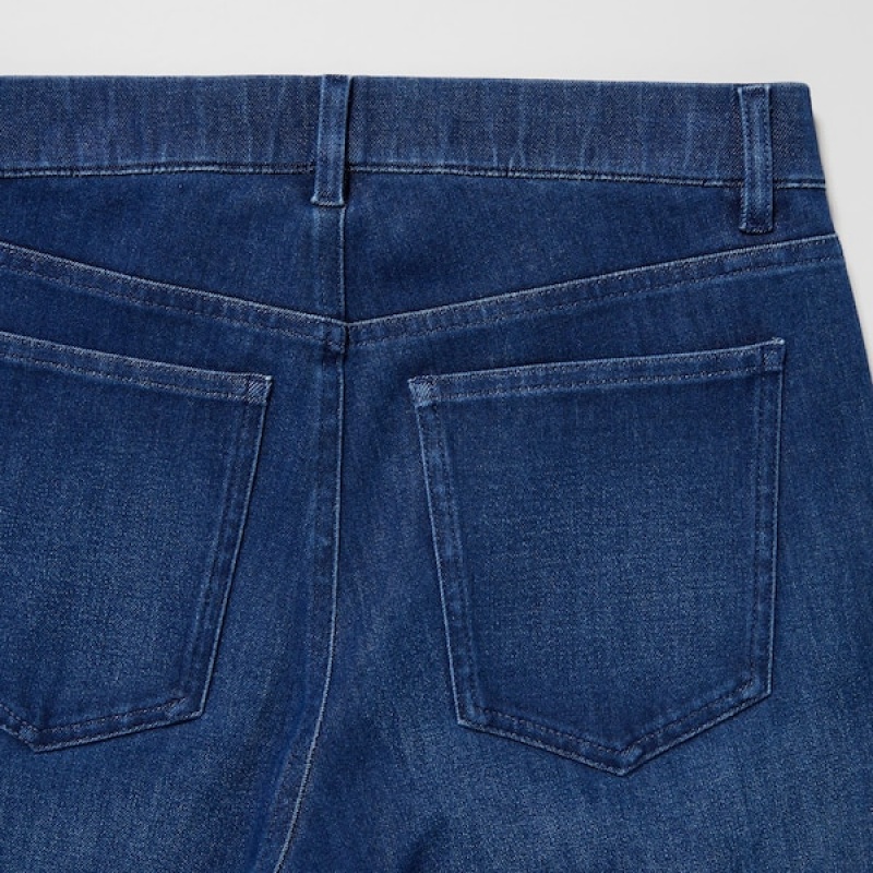 Uniqlo Ultra Stretch Denim Leggings Ženske Hlače Tamnoplave | 5019-KWVHZ