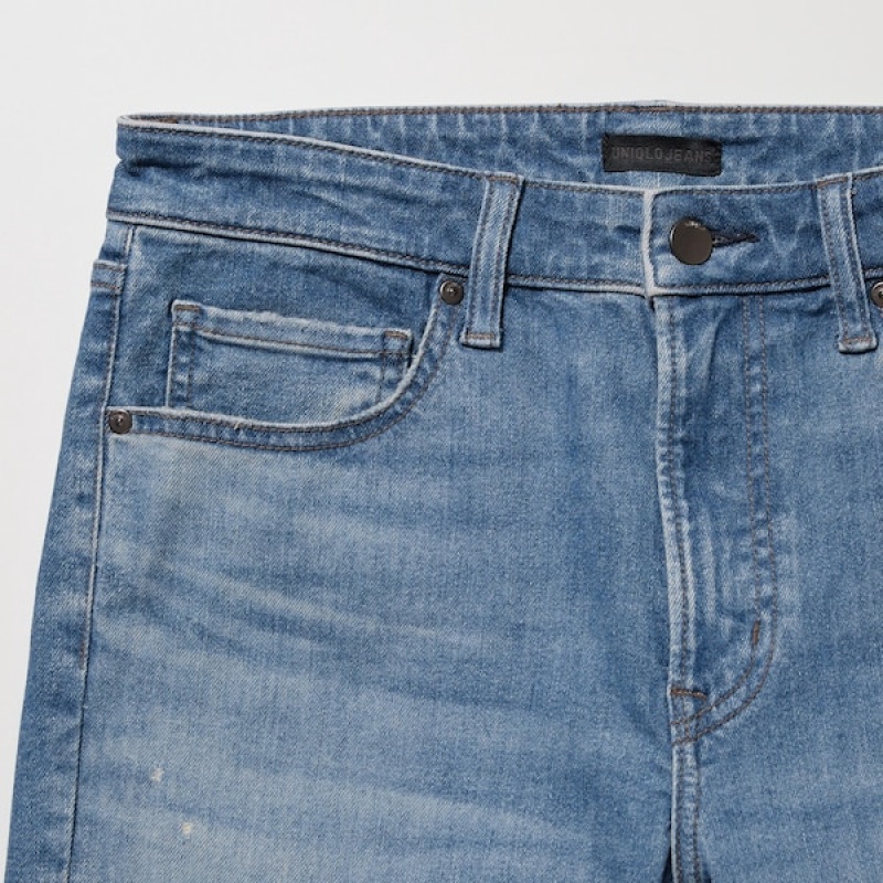 Uniqlo Ultra Stretch Distressed Muške Traperice Plave | 0468-JTVEG