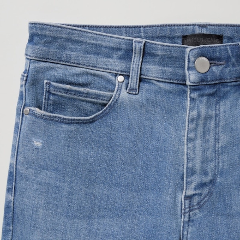 Uniqlo Ultra Stretch Distressed Ženske Traperice Plave | 3671-HNIME