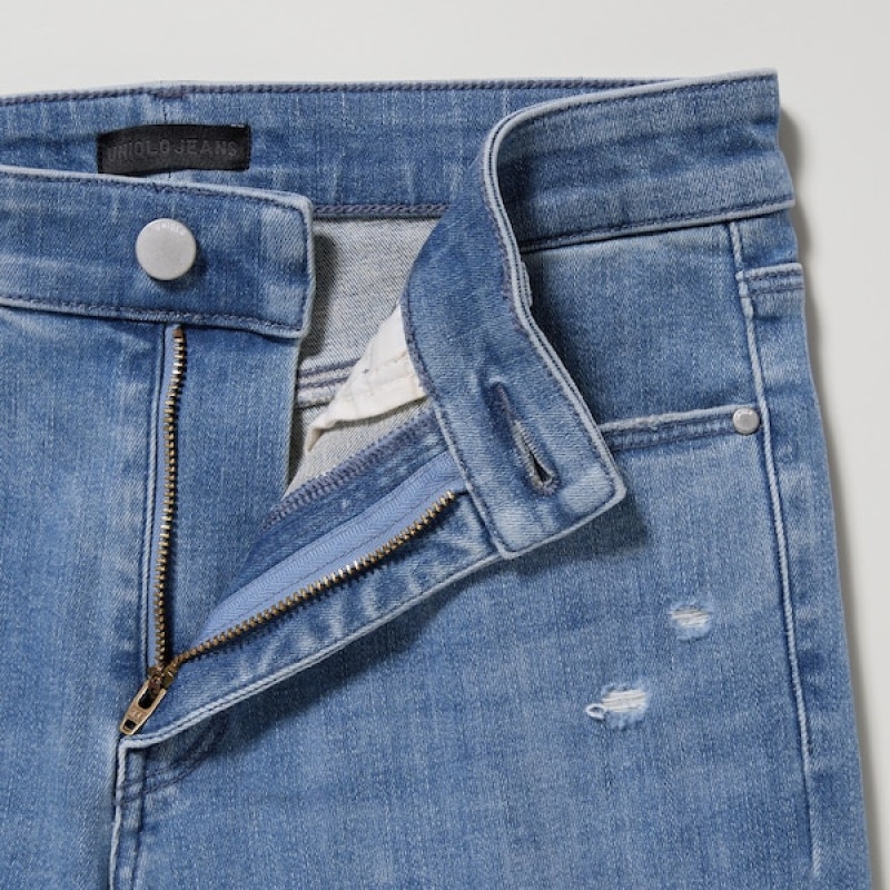Uniqlo Ultra Stretch Distressed Ženske Traperice Plave | 3671-HNIME