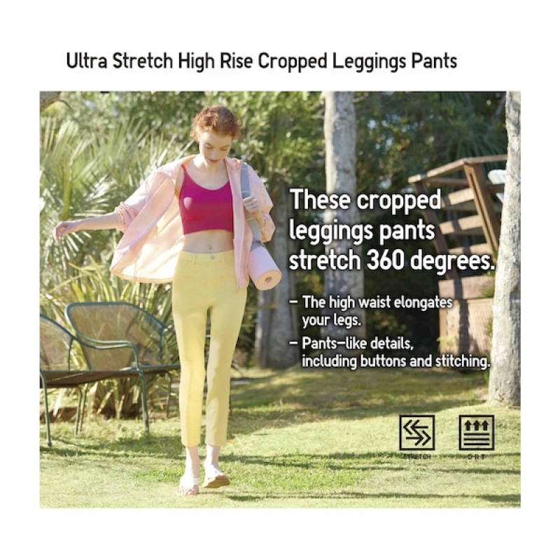 Uniqlo Ultra Stretch High-Rise Cropped Leggings Ženske Hlače Žute | 1578-IRKUV