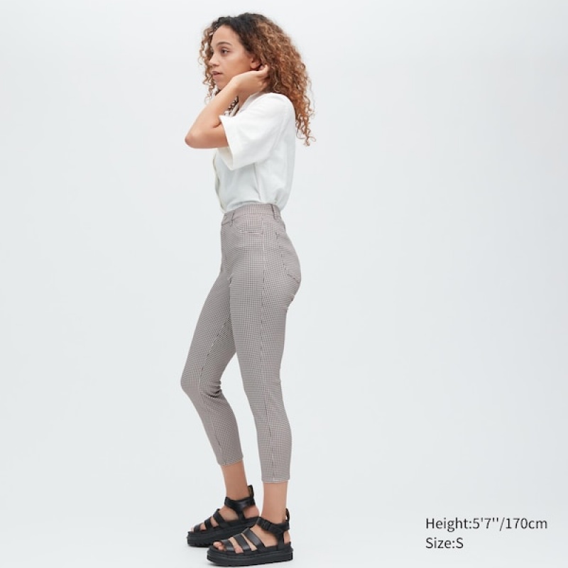 Uniqlo Ultra Stretch High-Rise Print Leggings Ženske Hlače Crne | 9286-ZAKXN