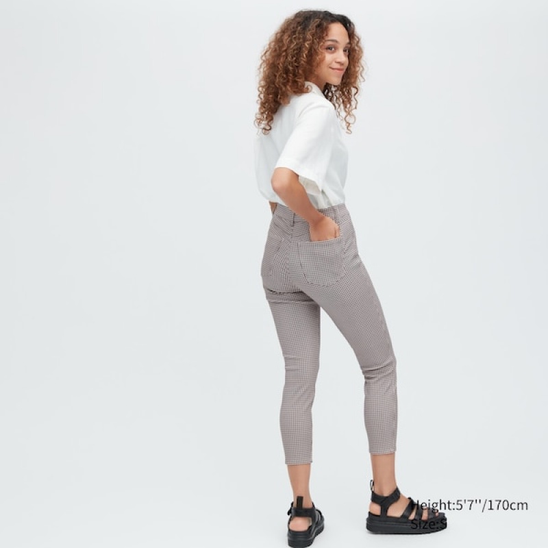 Uniqlo Ultra Stretch High-Rise Print Leggings Ženske Hlače Crne | 9286-ZAKXN